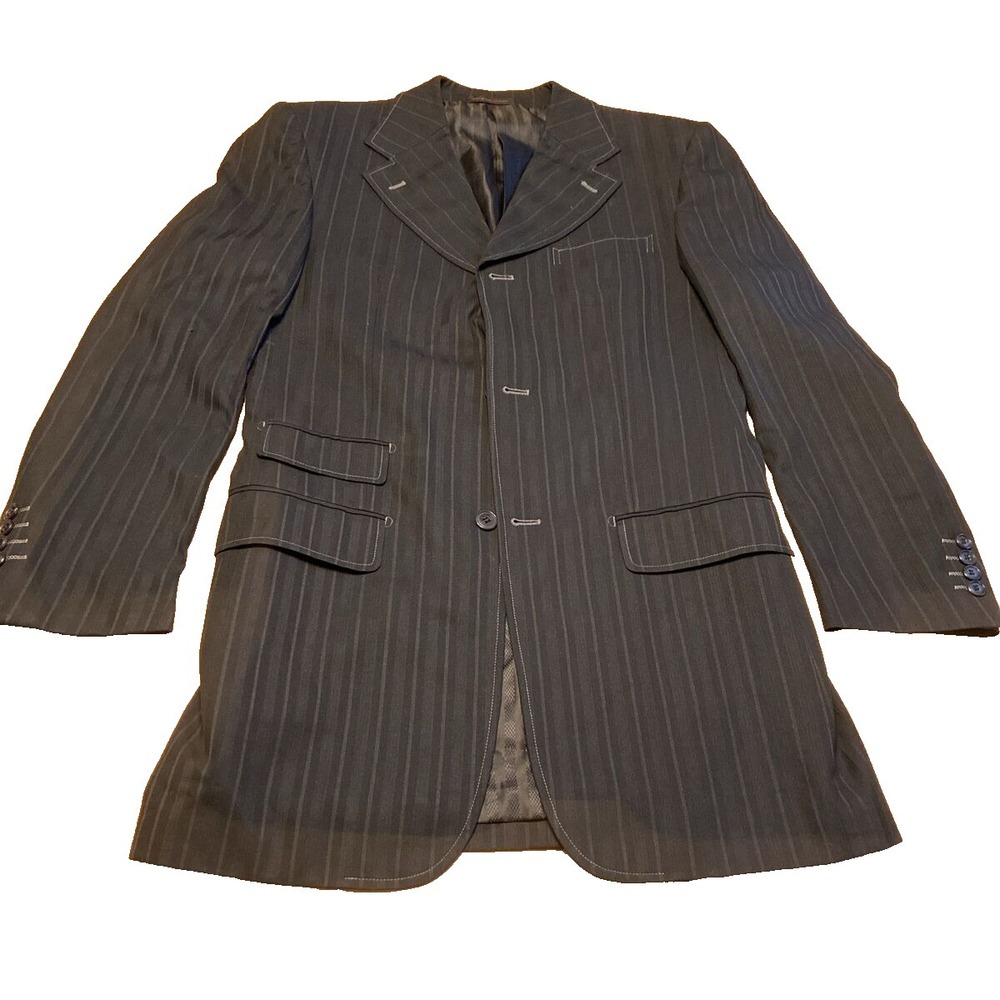 Pallini Italiana men's blazer Italy Suit Jacket 38R Black Striped sports coat